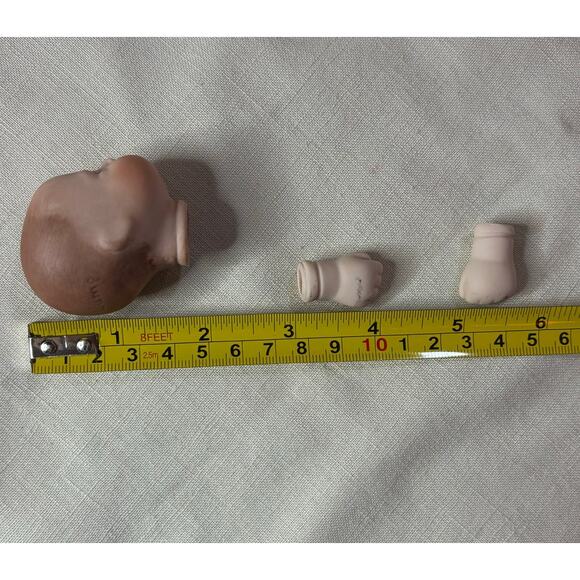 Vintage Sugar Lump Baby Doll Head & Hands Set C – Bisque Craft Parts - Picture 8 of 11